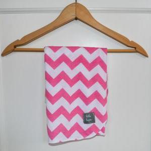 Pink And White Chevron Stripe Swaddle Blanket...